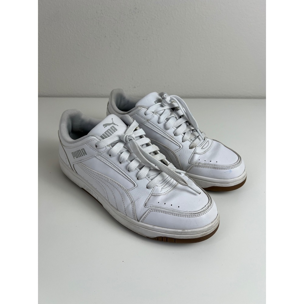 Puma Rebound Joy Low White Gum Sneakers Mens 10.5 Leather Court Shoes 380747-32